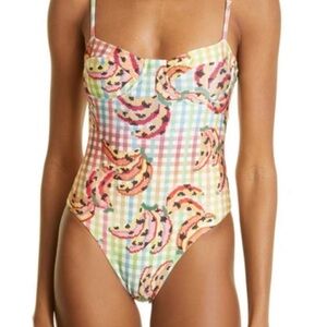 NWT Farm Rio Banana Vichy One Piece Swimsuit XS